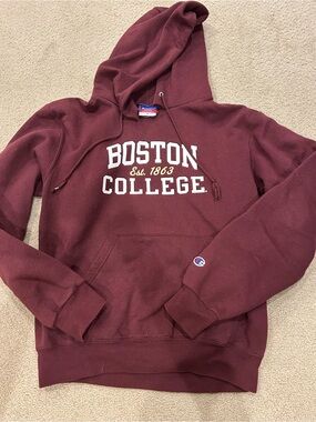 Champion Maroon Boston College Hooded Sweatshirt with White & Gold Logo
